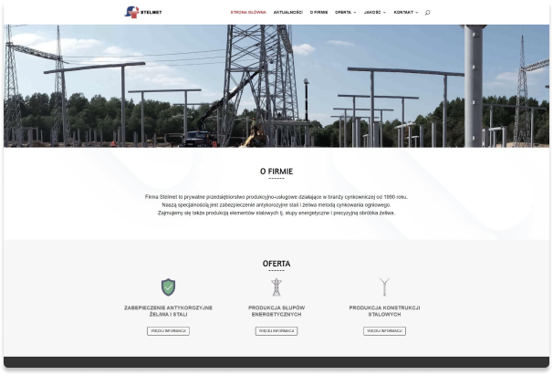 Realizacja strony www dla firmy przemysłowej STELMET